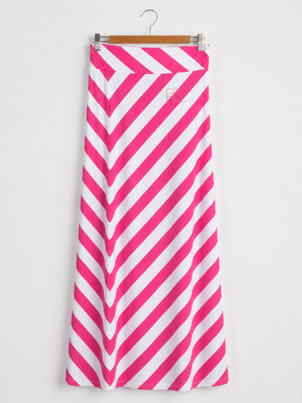 Vintage Y2K Rocawear Pink Chevron Maxi Skirt Rhinestone Logo Size S